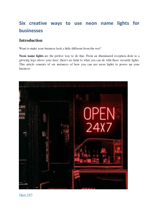 Six creative ways to use neon name lights for your business