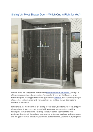 Sliding Vs. Pivot Shower Door – Which One is Right for You