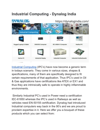 Industrial Computing - Dynalog India