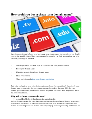 How could you buy a cheap .com domain name