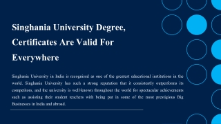 Singhania University Degree, Certificates Are Valid For Everywhere_