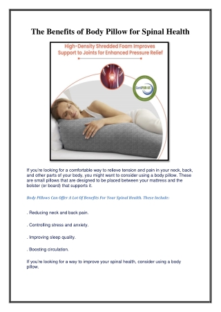 The Benefits of Body Pillow for Spinal Health