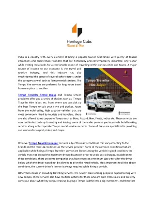 Tempo Traveller Rental Jaipur