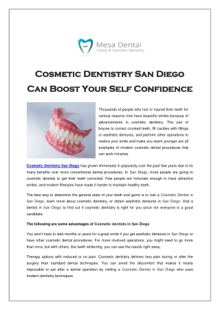 Cosmetic Dentistry San Diego Can Boost Your Self Confidence