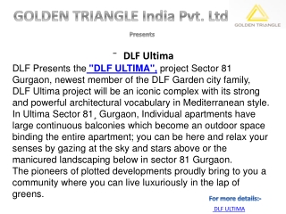 Dlf Ultima New Project |9560505862| Sector 81 Gurgaon