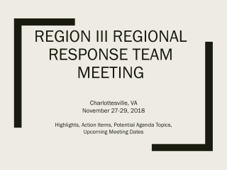 Region III Regional Response Team Meeting