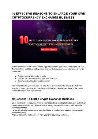 10 EFFECTIVE REASONS TO ENLARGE YOUR OWN CRYPTOCURRENCY EXCHANGE BUSINESS