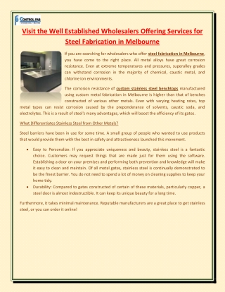 Visit the Well Established Wholesalers Offering Services for Steel Fabrication in Melbourne