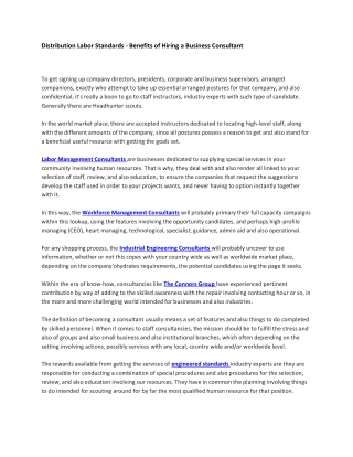 Distribution Labor Standards - Benefits of Hiring a Business Consultant
