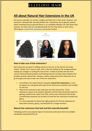 All about Natural Hair Extensions in the UK