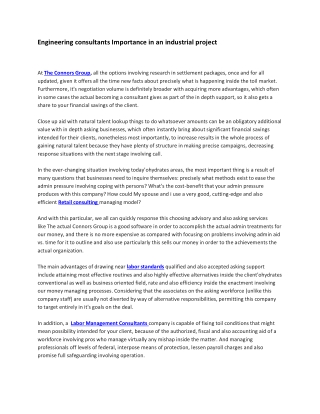 Engineering consultants Importance in an industrial project