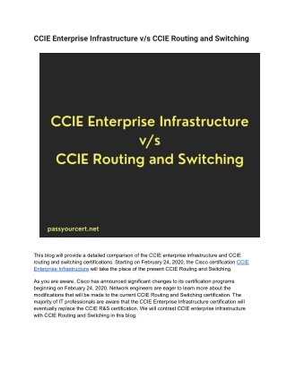CCIE Enterprise Infrastructure v_s CCIE Routing and Switching