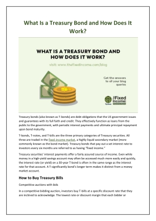 What Is a Treasury Bond and How Does It Work?