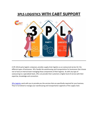 3PLS LOGISTICS WITH CABT SUPPORT
