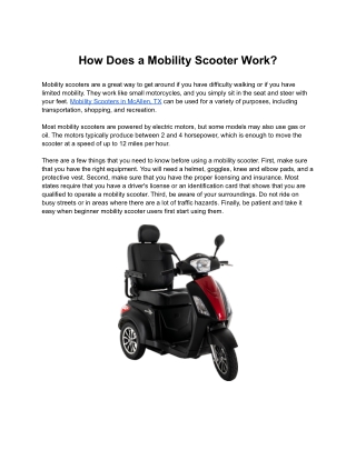 How Does a Mobility Scooter Work?