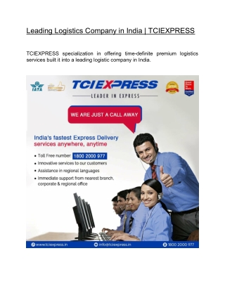Leading Logistics Company in India | TCIEXPRESS