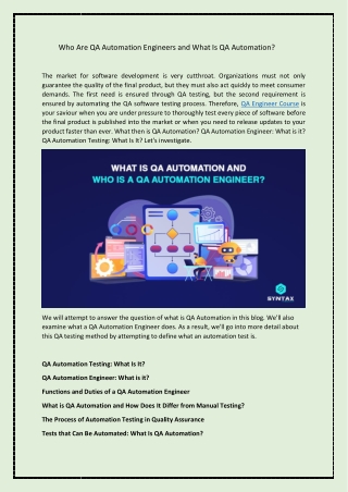 Who Are QA Automation Engineers and What Is QA Automation?