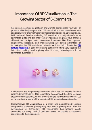 Importance Of 3D Visualization in The Growing Sector of E-Commerce