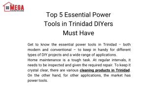 Top 5 Essential Power Tools in Trinidad DIYers Must Have