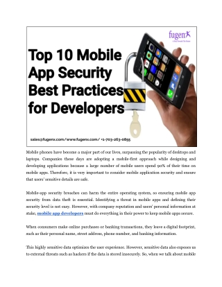Top 10 Mobile App Security Best Practices for Developers