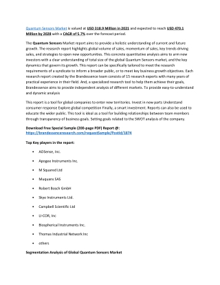Quantum Sensors Market Size, Share, Growth and Industry Report, 2028
