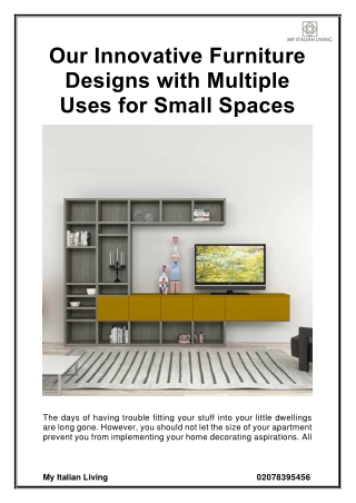 Our Innovative Furniture Designs with Multiple Uses for Small Spaces