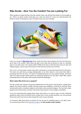 Nike Dunks – Give You the Comfort You are Looking For