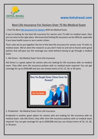 PPT - Best Life Insurance For Seniors Over 75 No Medical Exam