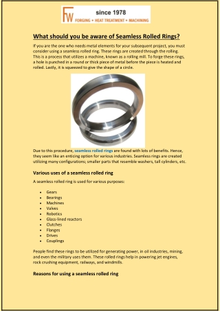 What should you be aware of Seamless Rolled Rings?