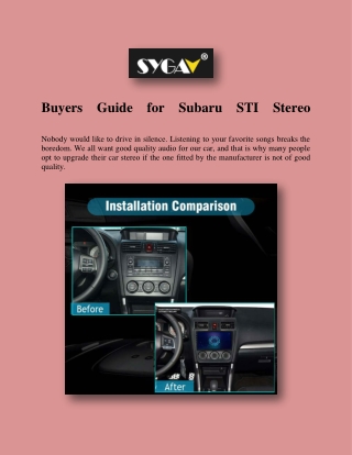 Buyers Guide for Subaru STI Stereo