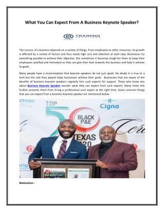 What You Can Expect From A Business Keynote Speaker