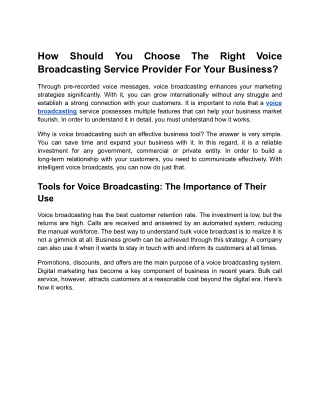 How Should You Choose The Right Voice Broadcasting Service Provider For Your Business