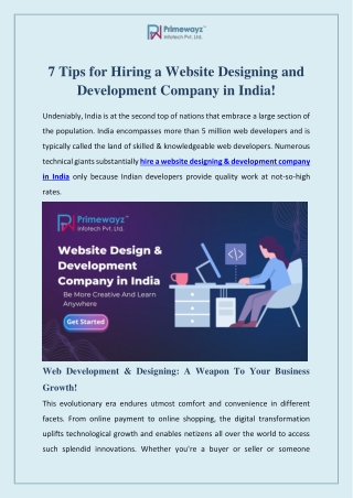 7 Tips for Hiring a Website Designing and Development Company in India!