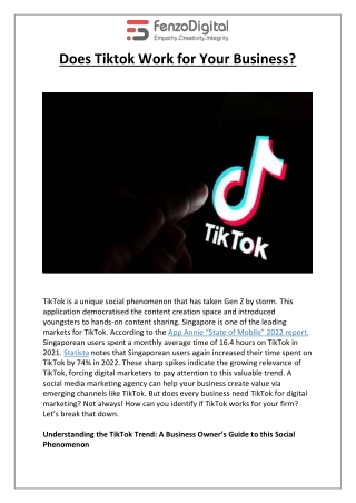 Does Tiktok Work for Your Business?