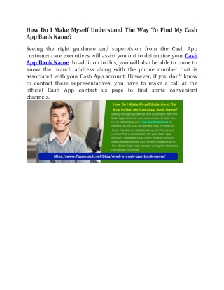 How Do I Make Myself Understand The Way To Find My Cash App Bank Name