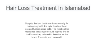 Hair Loss Treatment In Islamabad