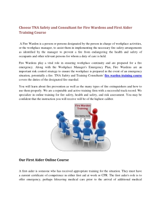 TNA Safety and Consultant for Fire Wardens and First Aider Training Course pdf