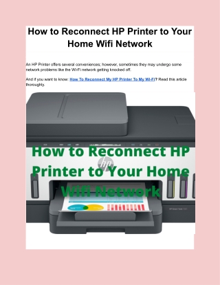 How to Reconnect HP Printer to Your Home Wifi Network