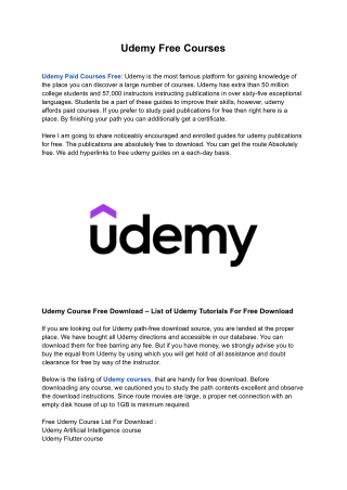 Free Udemy course - best online courses