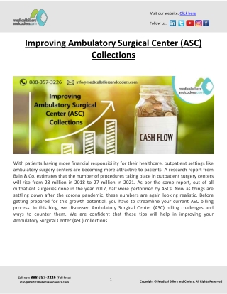 Improving Ambulatory Surgical Center (ASC) Collections