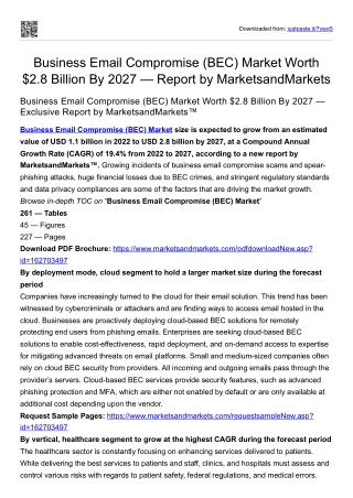 Business Email Compromise (BEC) Market Worth $2.8 Billion By 2027