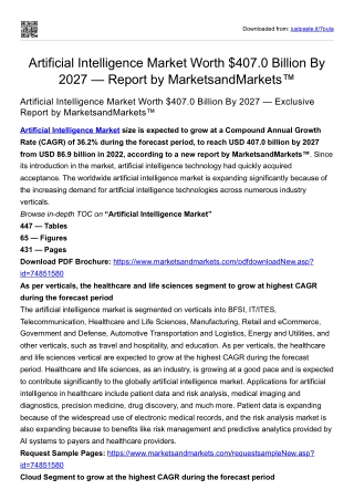 Artificial Intelligence Market Worth $407.0 Billion By 2027