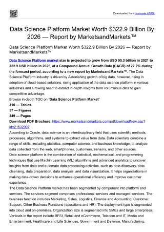 Data Science Platform Market Worth $322.9 Billion By 2026
