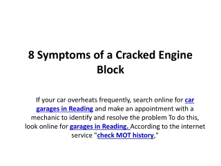 8 Symptoms of a Cracked Engine Block