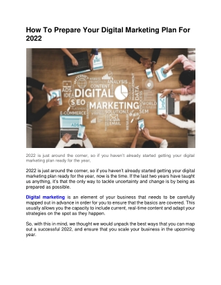 How To Prepare Your Digital Marketing Plan For 2022