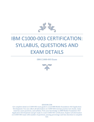 IBM C1000-003 Certification: Syllabus, Questions and Exam Details