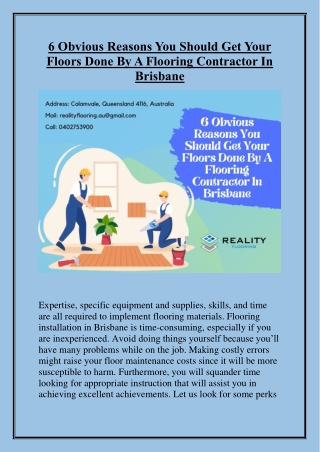 6 Obvious Reasons You Should Get Your Floors Done By A Flooring Contractor In Br