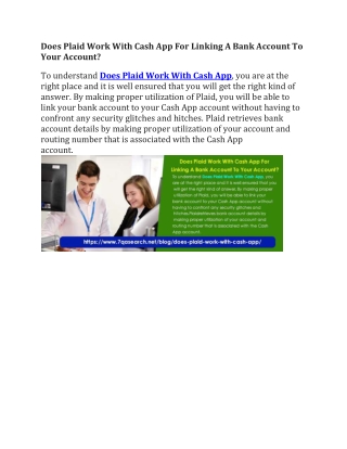 Does Plaid Work With Cash App For Linking A Bank Account To Your Account