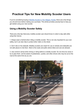 Practical Tips for New Mobility Scooter Users