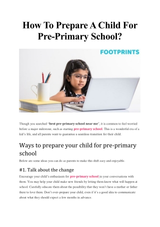 How To Prepare A Child For Pre-Primary School